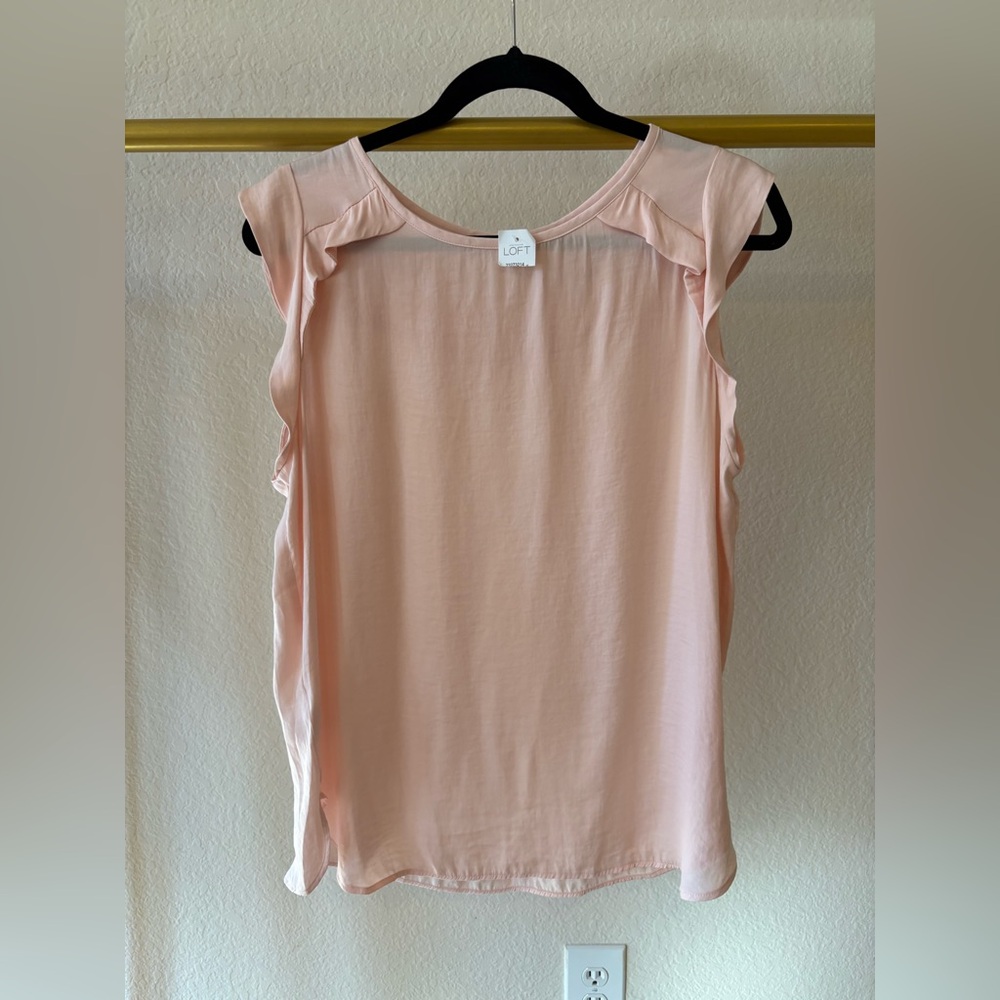 Loft blush pink satin blouse, new with tags, large